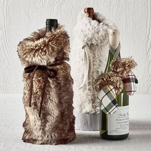 Pottery Barn Faux Fur Wine Bag - Chinchilla Green